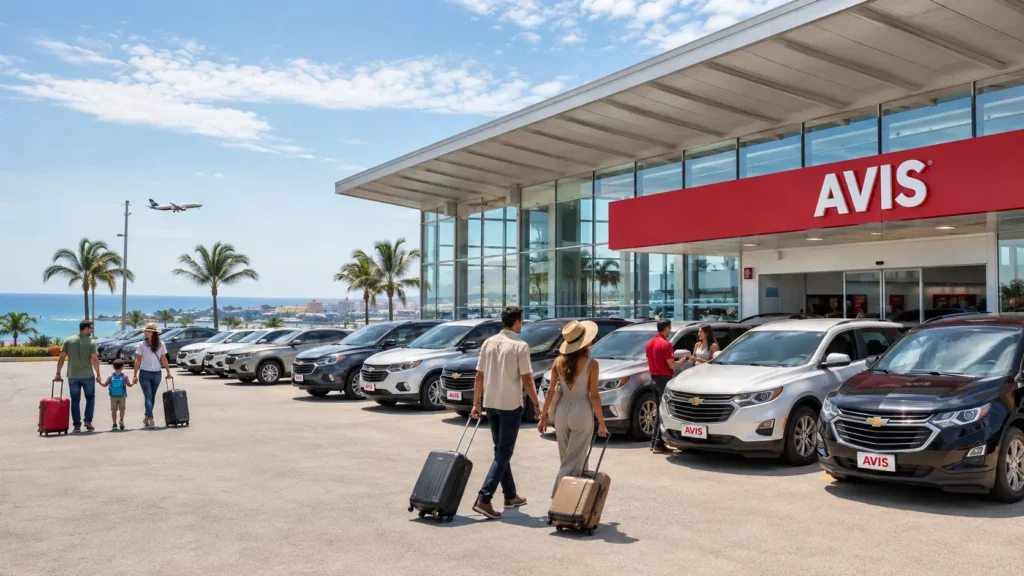 Viajeros retirando vehículos AVIS en el Aeropuerto Internacional Eloy Alfaro de Manta para recorrer Manta, Manabí y la Costa ecuatoriana.